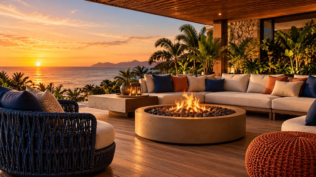 Imagem conceitual ilustrativa de ambiente outdoor alto padrão — Lounge e convivência | Verano Design