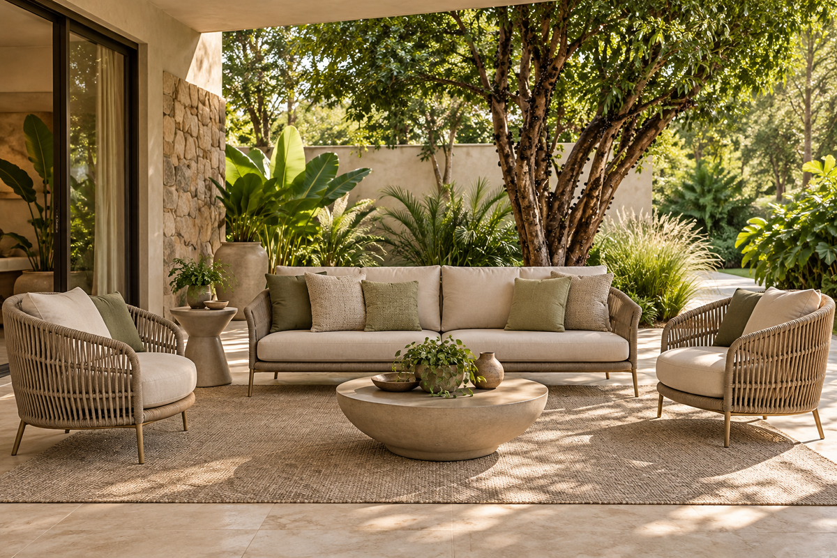 Inspiração de jardim e varanda com design brasileiro e tons naturais.
