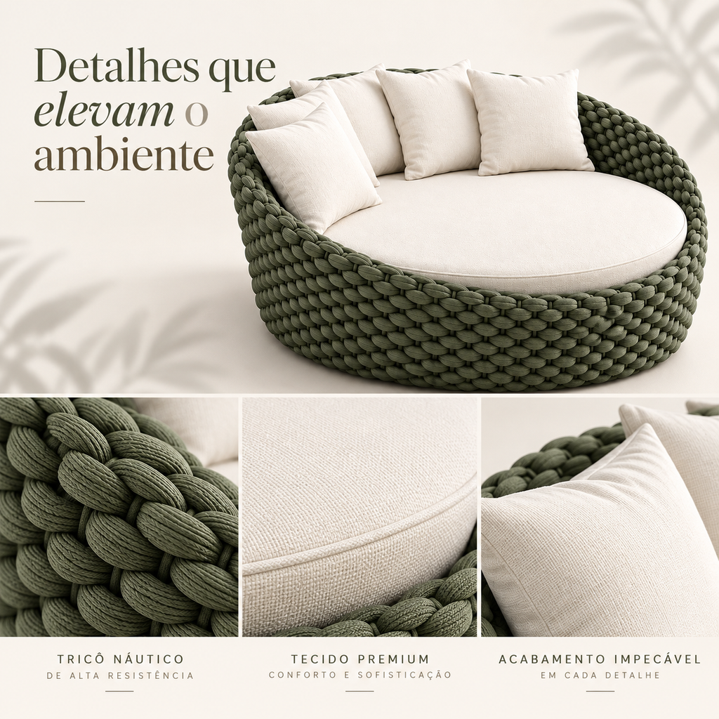 Detalhes visuais ilustrativos do tricô náutico